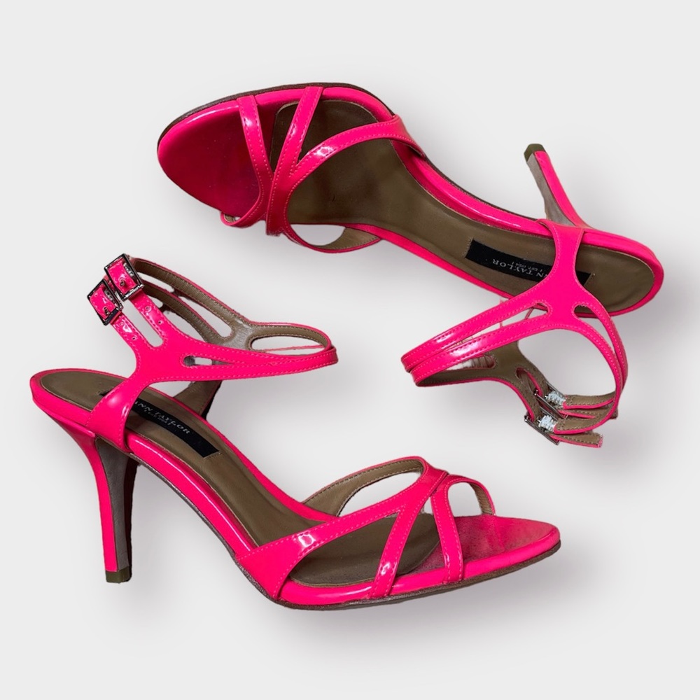 Ann Taylor Riley Patent Sandal Coral Heel Size 7.5